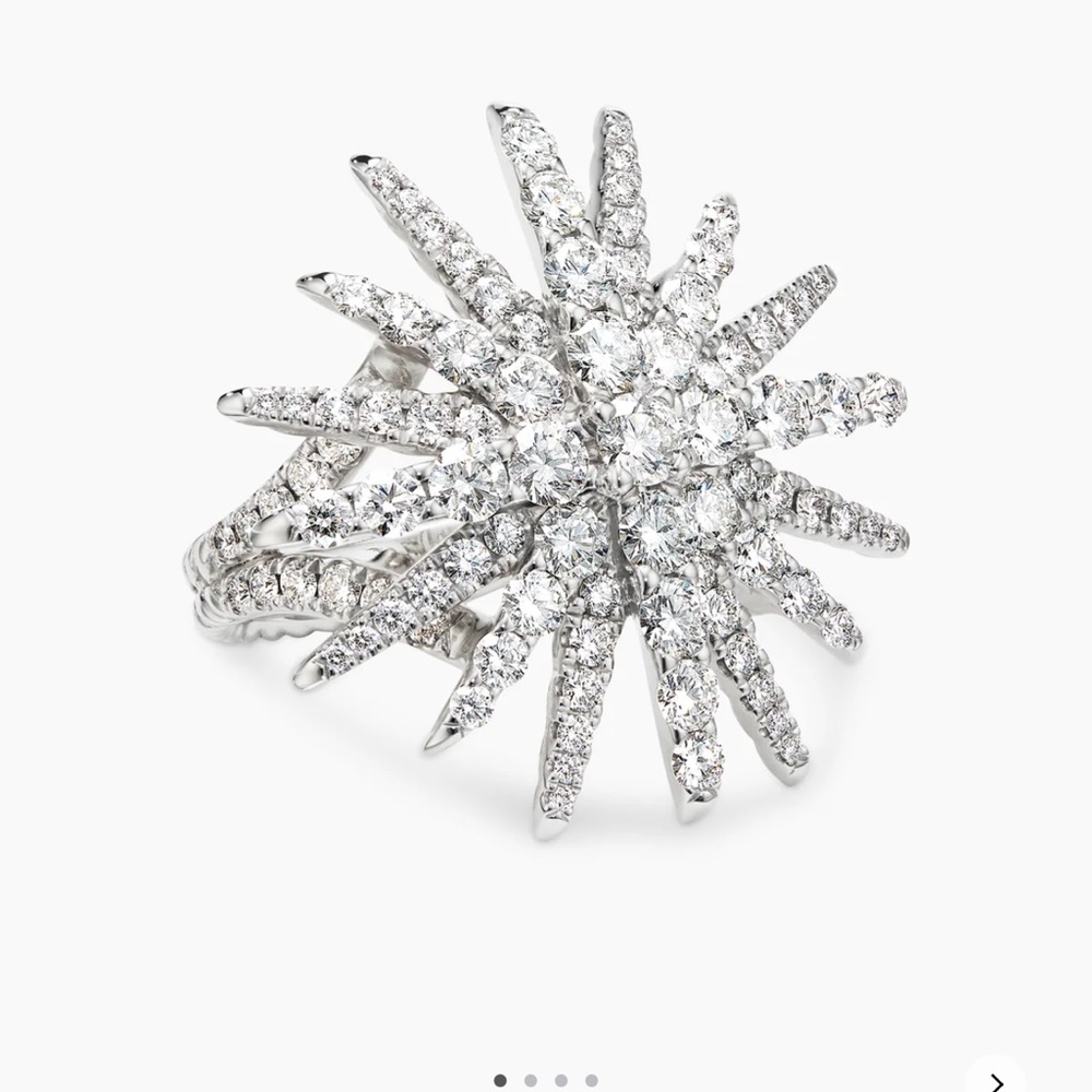 David yurman diamond and white gold starburst ring size 7